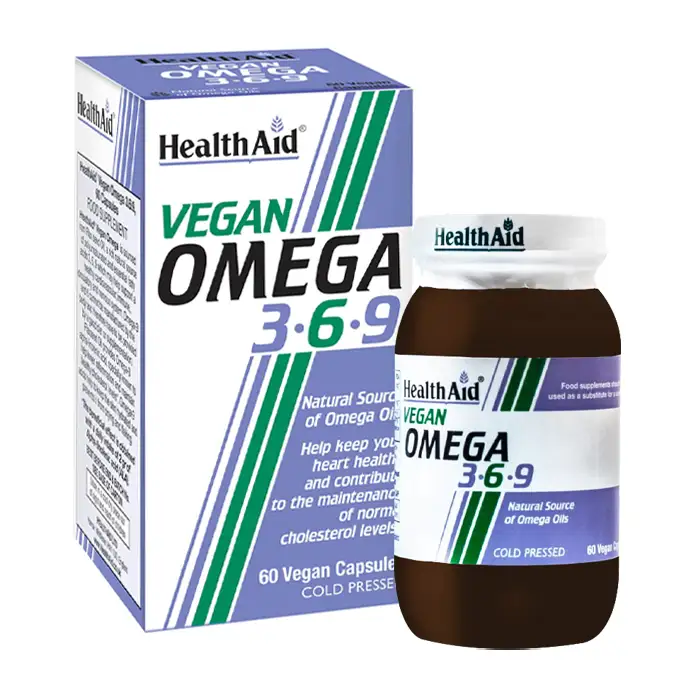 Vegan Omega 3 6 9 Healthaid 60 viên - Viên dầu hạt lanh - Vitamin XANH
